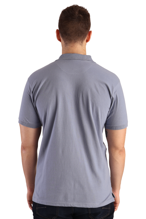 Playera Tipo Polo Casual Manga Corta Azul Acero Slim Fit Para Caballero